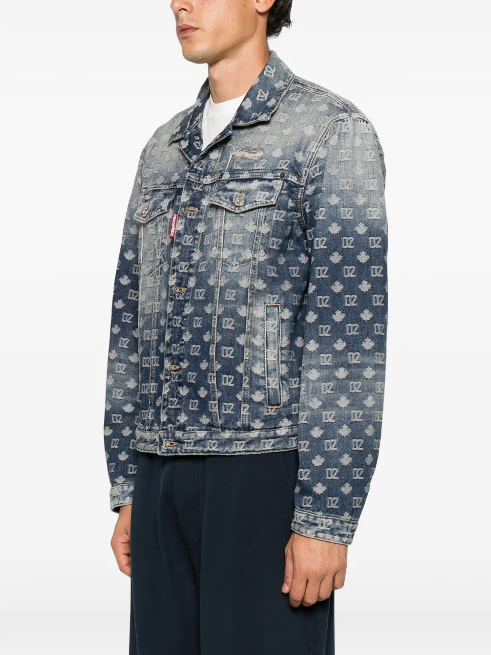 DSQUARED2 Denim jack met logo-monogram Blauw