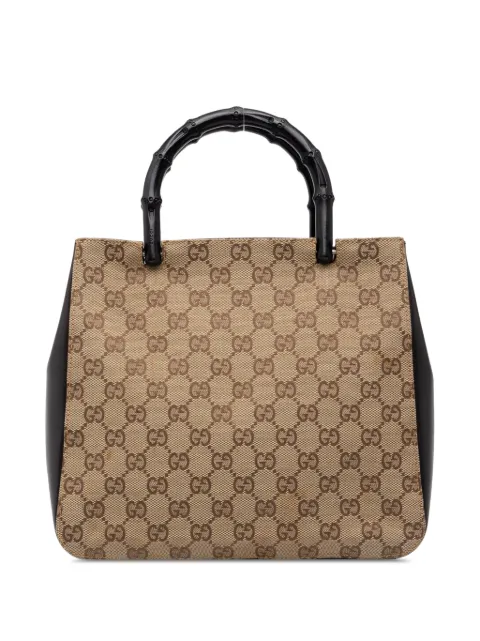 Gucci Pre-Owned 2000-2015 GG Canvas and Calfskin Bamboo Top Handle Bag tote bag