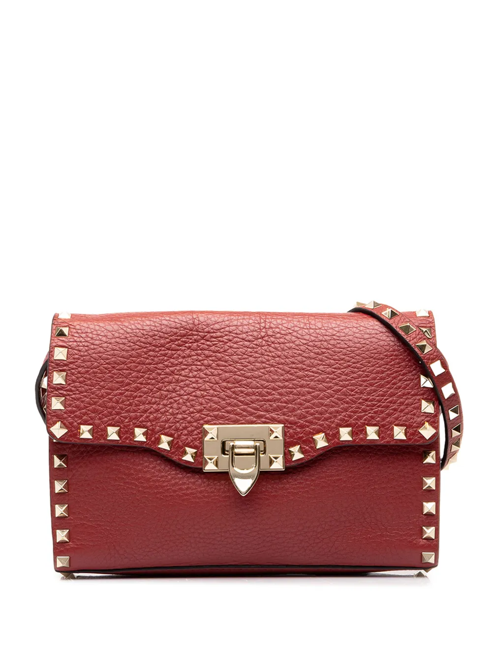 Valentino Garavani Pre-Owned 2018-2026 Medium Pebbled Calfskin Rockstud Flip Lock crossbody bag - Red