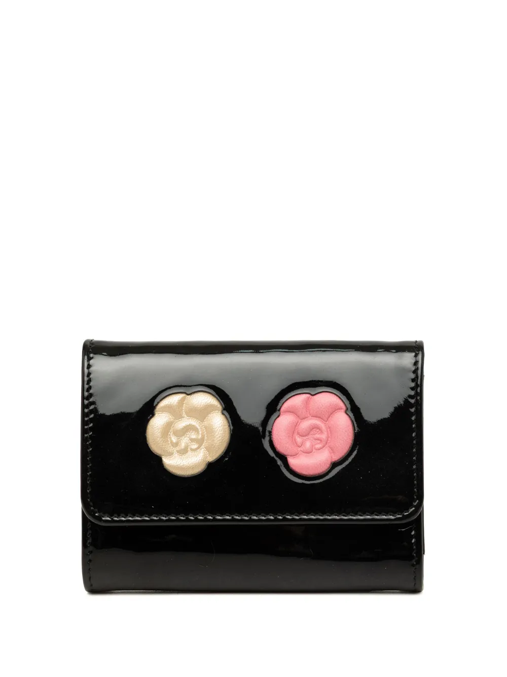 CHANEL Pre-Owned 2008-2009 CC Patent Camellia key holder - Schwarz