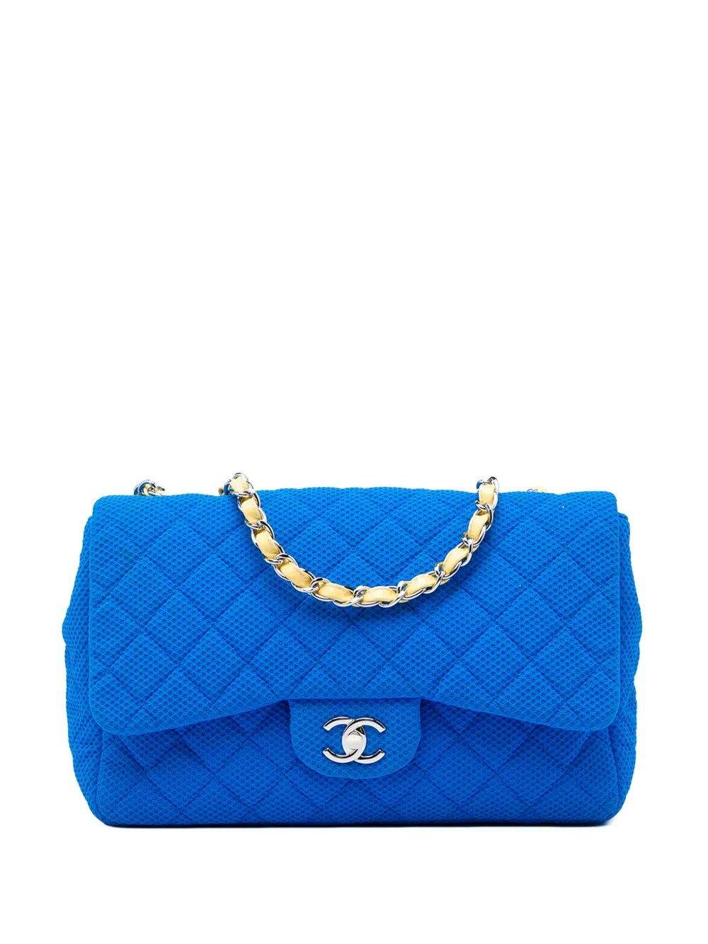 CHANEL Pre-Owned 2009-2010 Jumbo Classic Perforated Jersey Single Flap shoulder bag - Blau