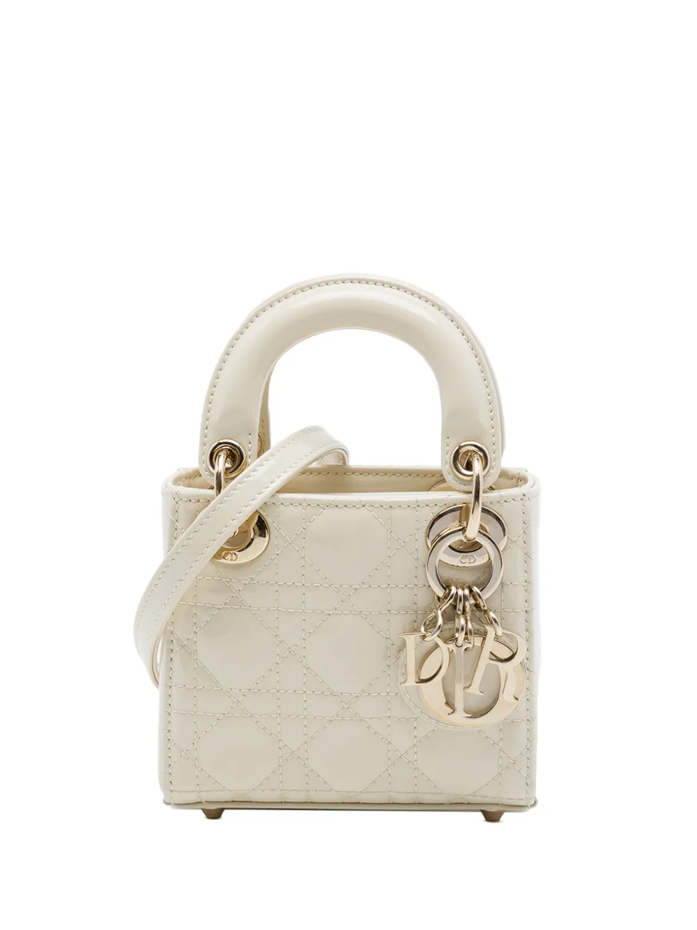 Christian Dior Pre-Owned 2022 Micro Patent Cannage Lady Dior satchel - Weiß