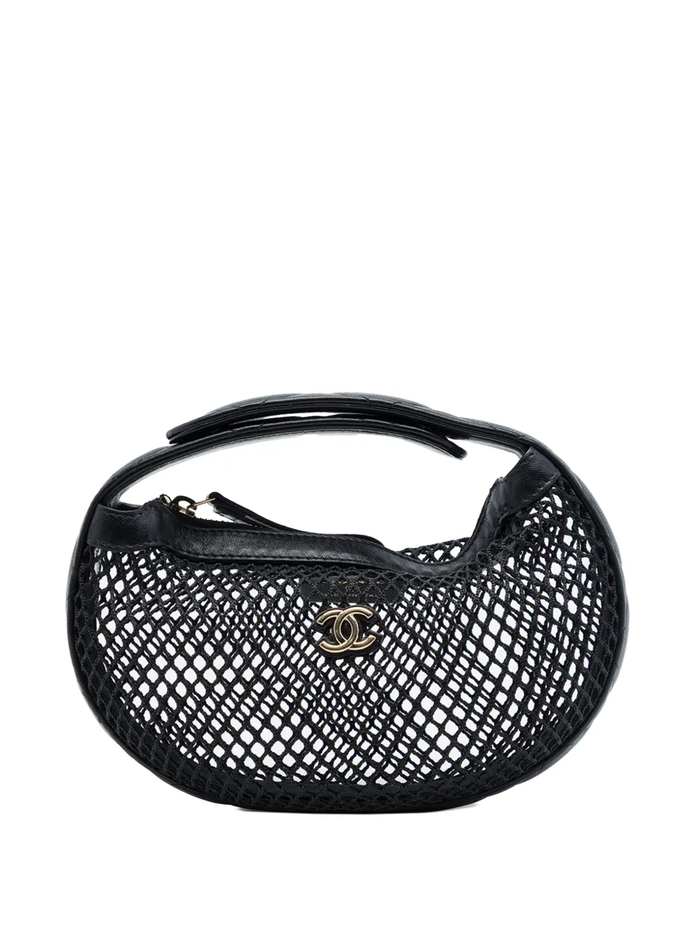 CHANEL Pre-Owned 2021-2026 Mini CC Mesh and Quilted Lambskin Hobo Pouch handbag - Black