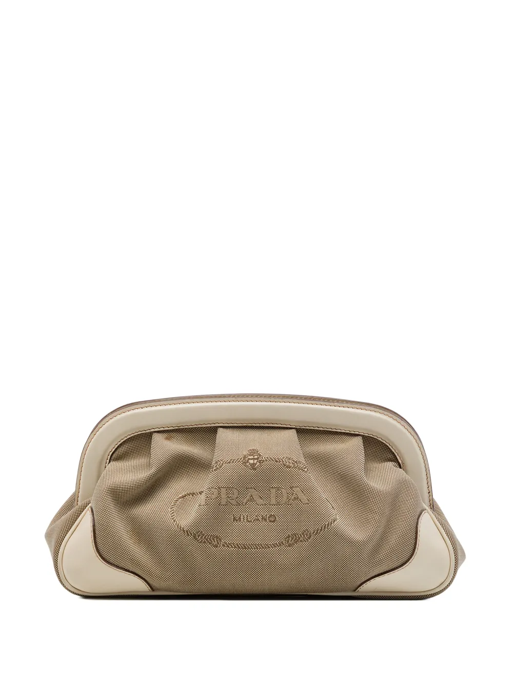 Prada Pre-Owned 2010-2026 Canvas Canapa Logo Frame clutch bag - Nude