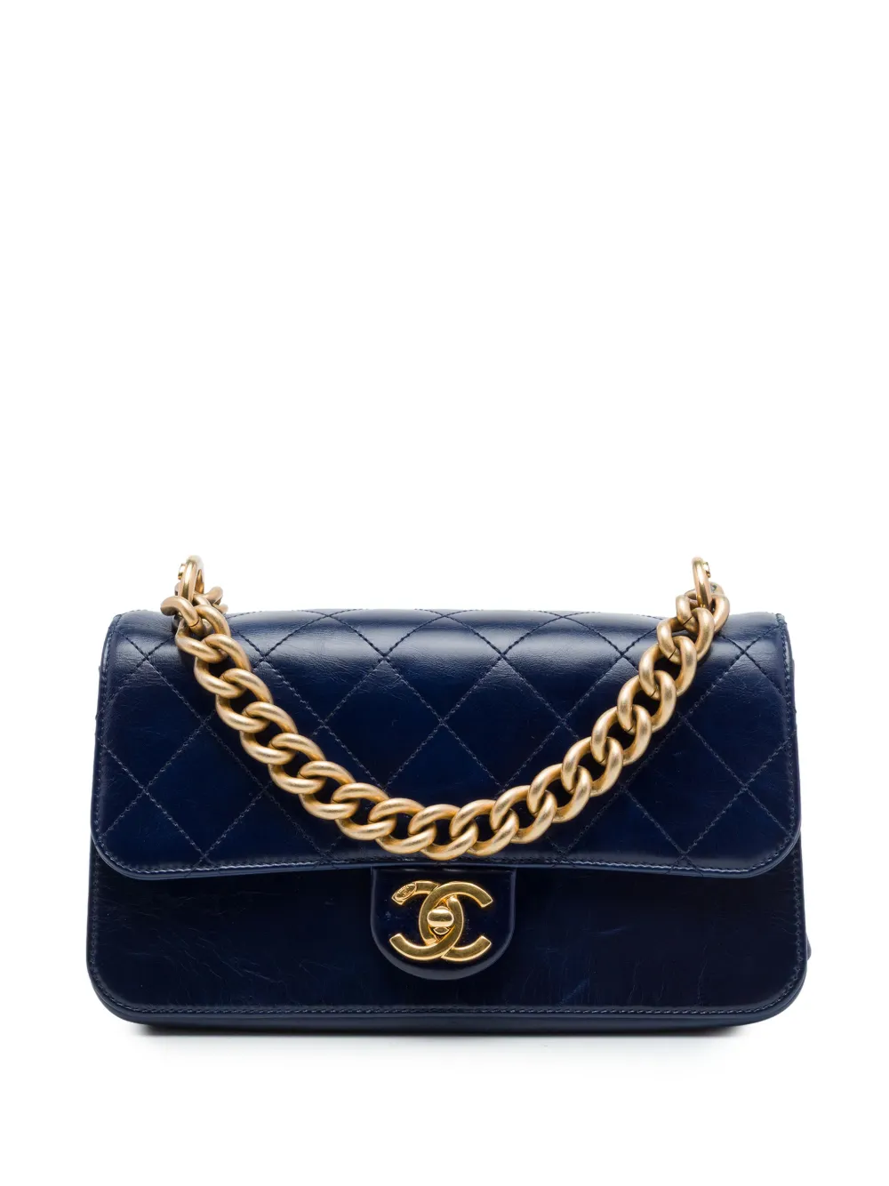 CHANEL Pre-Owned 2016-2017 Small Quilted Calfskin Straight Lined Flap satchel - Blue