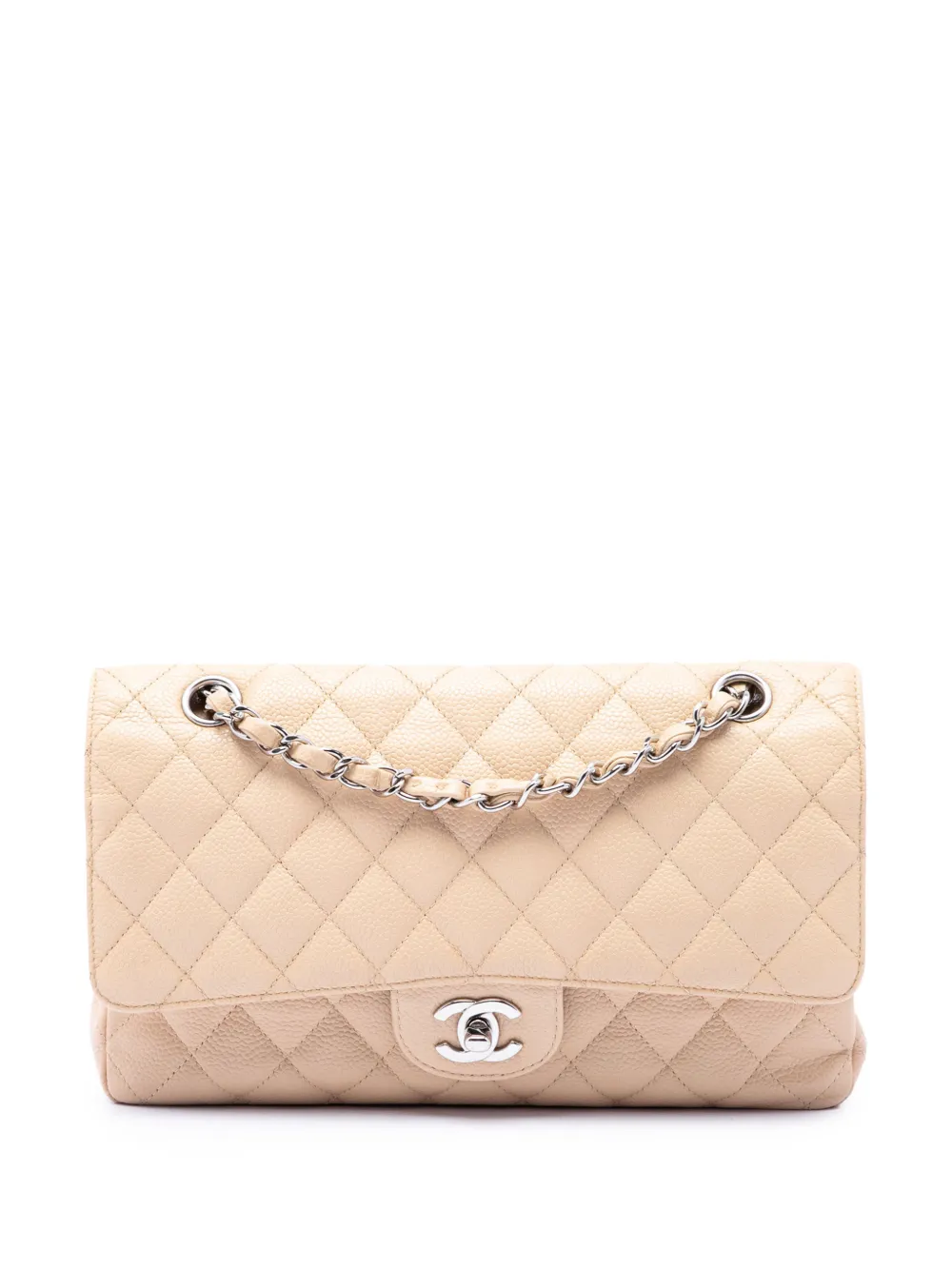 CHANEL Pre-Owned 2009-2010 Medium Classic Caviar Double Flap shoulder bag - Neutrals