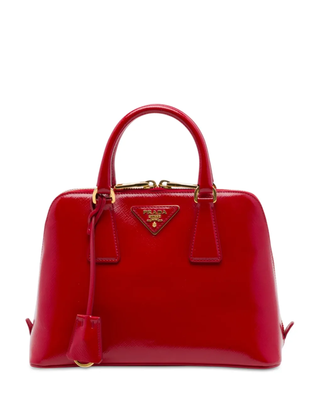 Prada Pre-Owned 2010-2026 Small Saffiano Vernice Promenade satchel - Rosso
