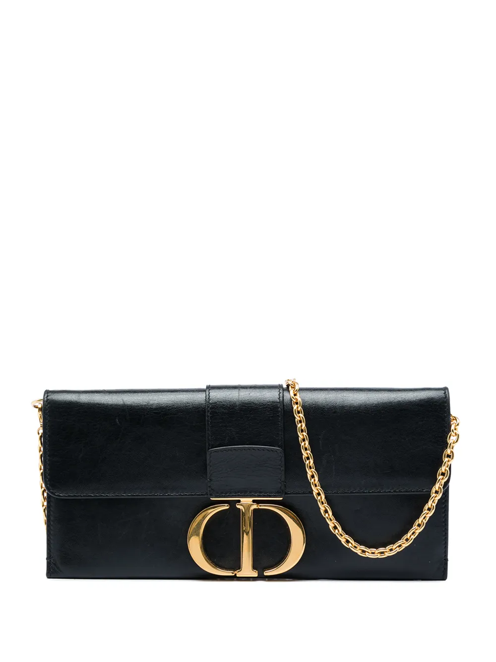 Christian Dior Pre-Owned 2019 Leather Montaigne 30 Clutch with Chain crossbody bag - Black