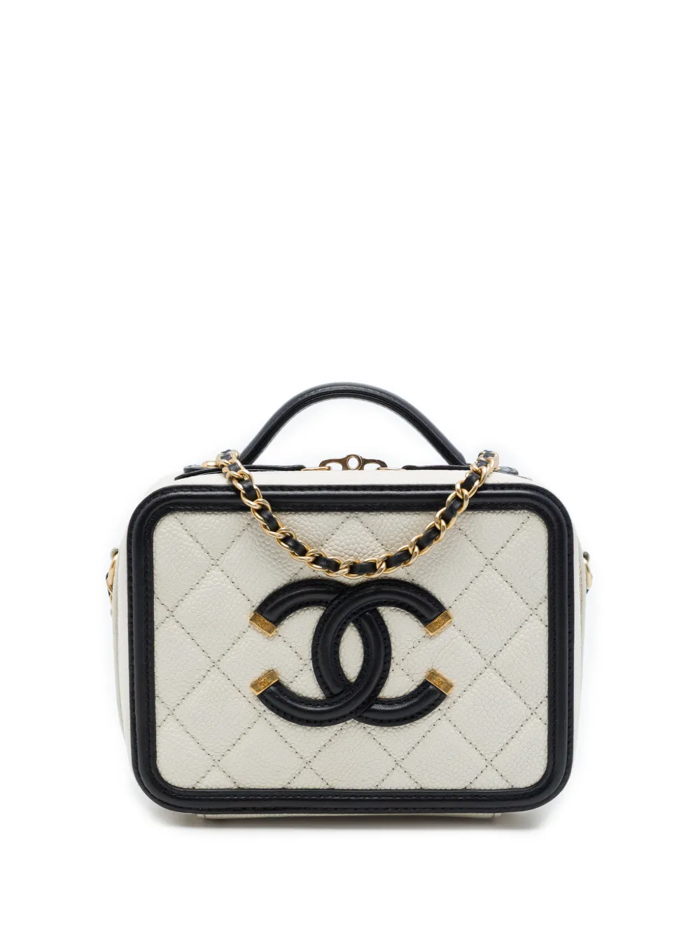 CHANEL Pre-Owned 2016-2017 Small Caviar CC Filigree Vanity Case satchel - Weiß