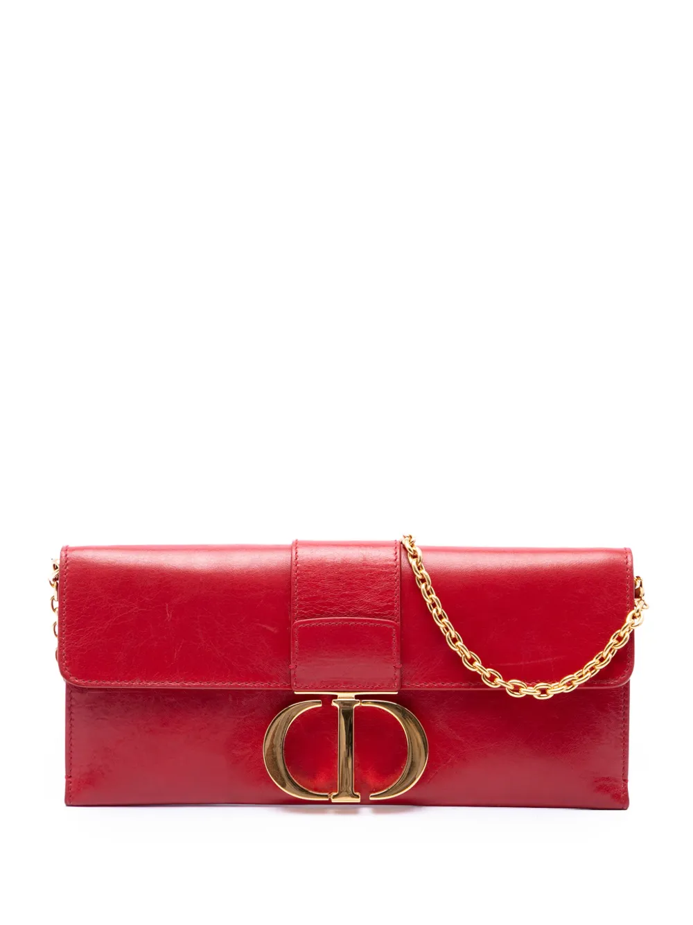 Christian Dior Pre-Owned 2019 Leather Montaigne 30 Clutch with Chain crossbody bag - Rot