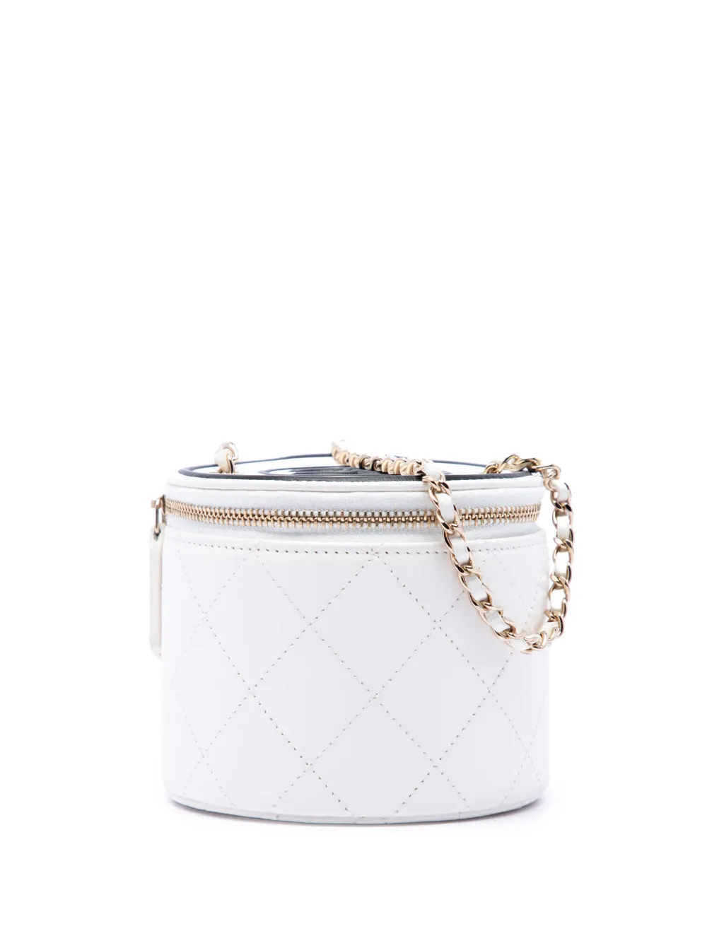 CHANEL Pre-Owned 2021 Quilted Lambskin Chain and Charm Vanity Case crossbody bag - White
