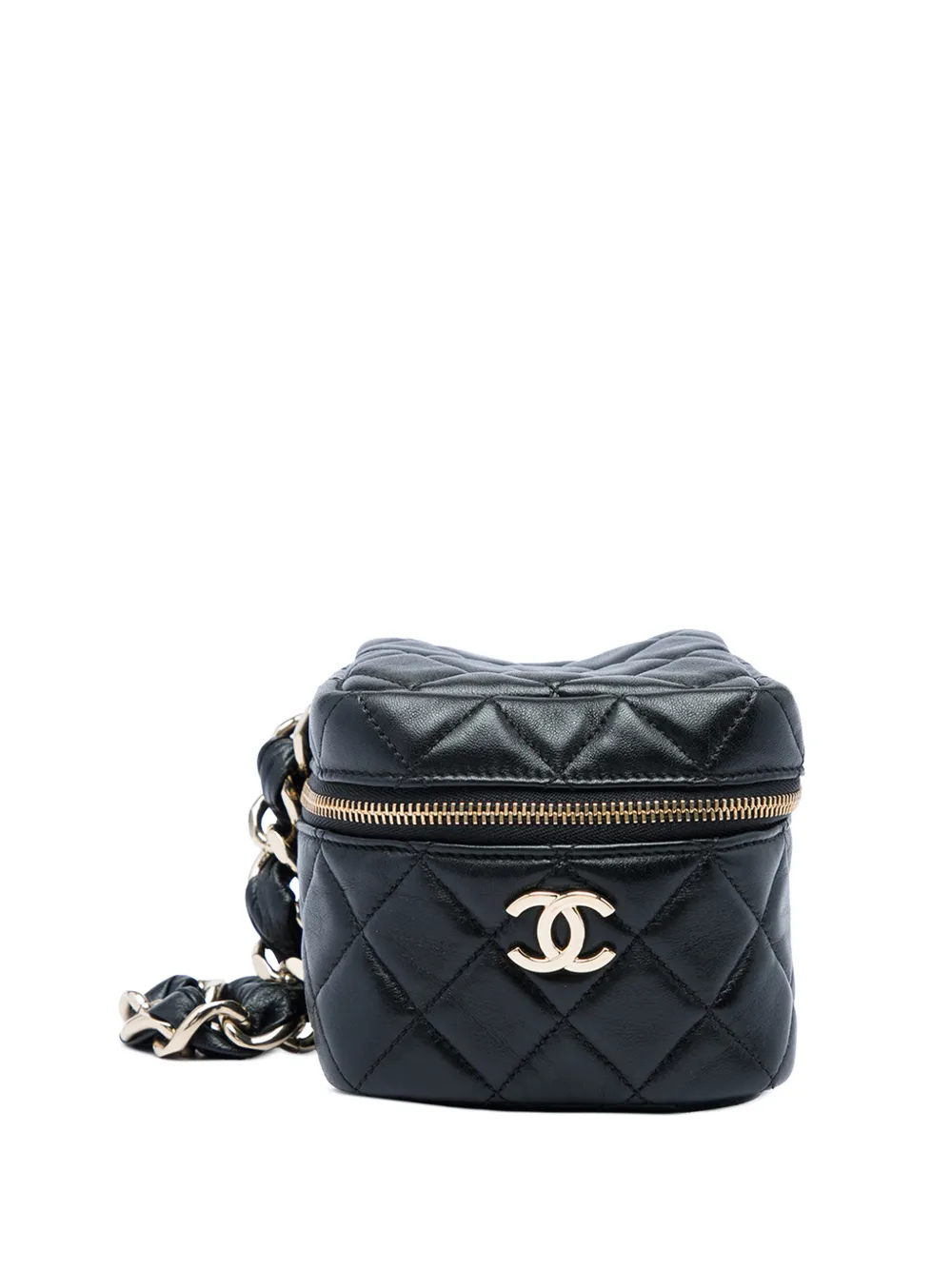 CHANEL Pre-Owned 2021 CC Quilted Lambskin Cube Wristlet Case vanity bag - Schwarz