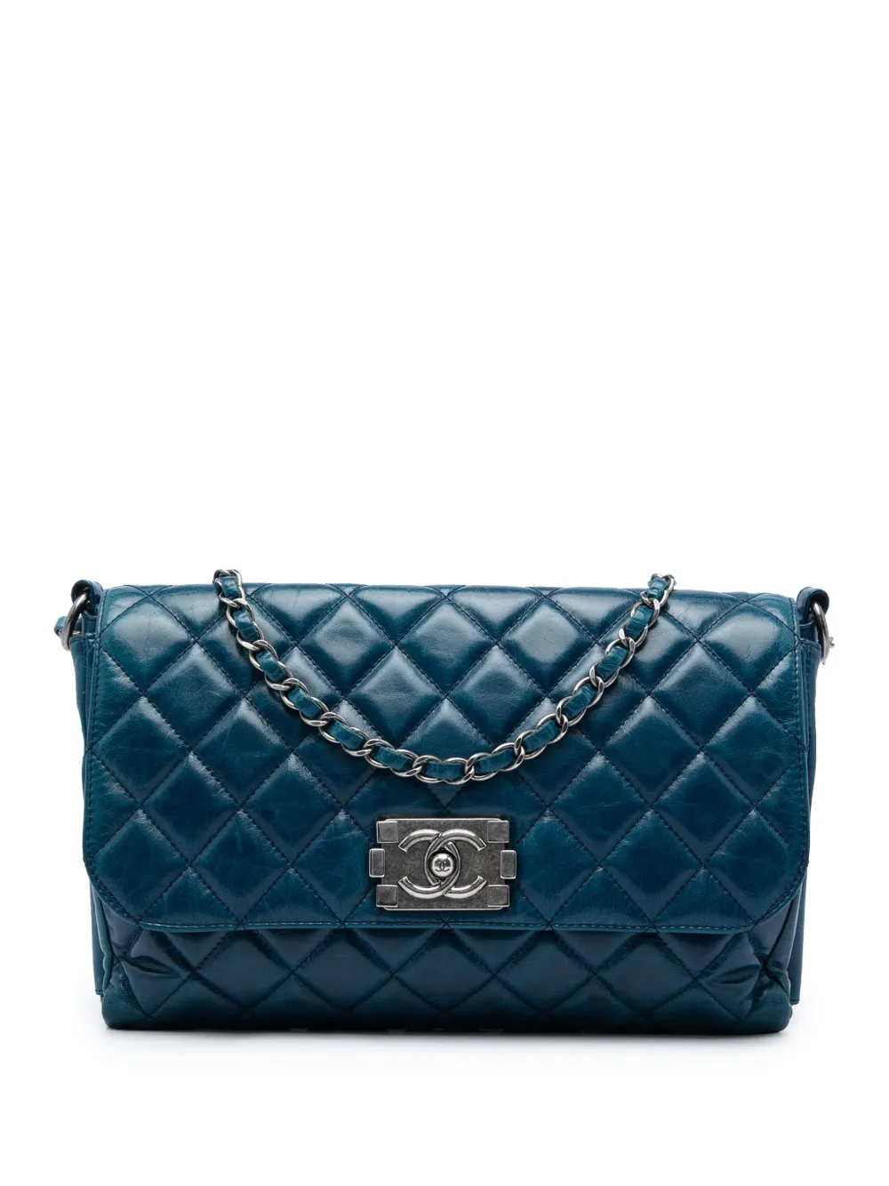 CHANEL Pre-Owned 2011 Quilted Glazed Calfskin Soft Boy Flap shoulder bag - Blau