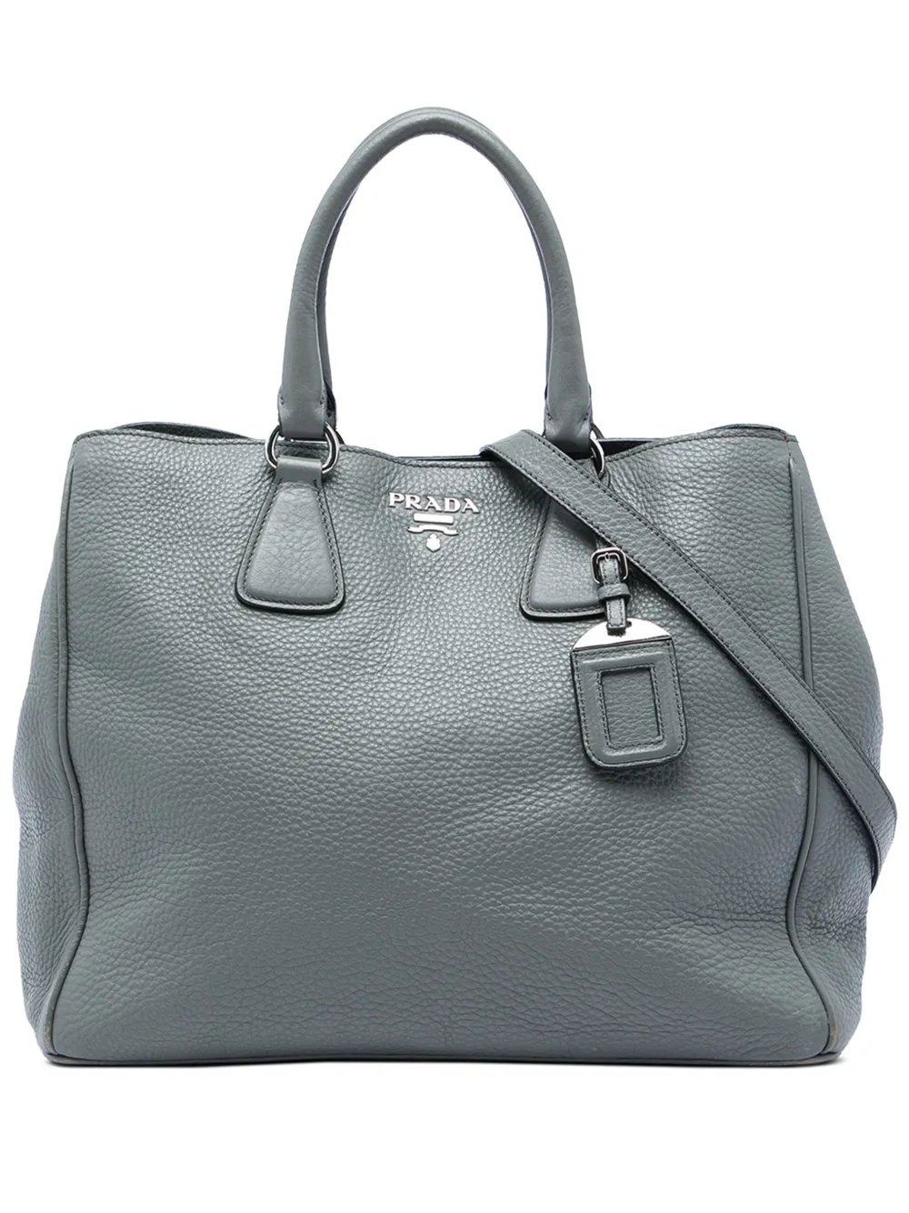 Prada Pre-Owned 2013-2026 Vitello Daino Open Convertible Tote satchel - Grigio