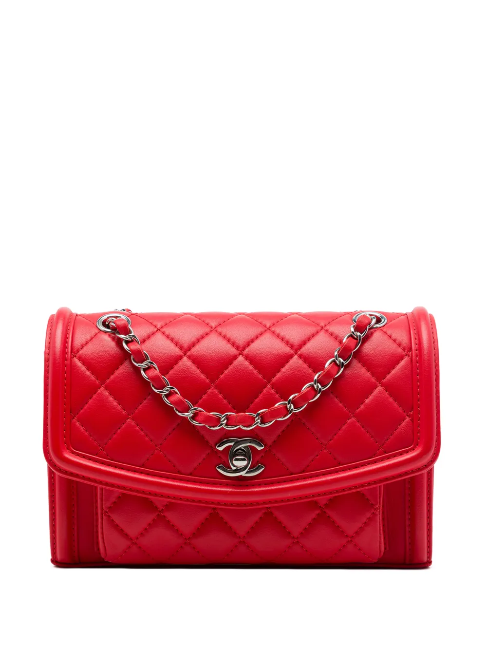 CHANEL Pre-Owned 2014-2015 Large Quilted Lambskin Geometric Flap crossbody bag - Red
