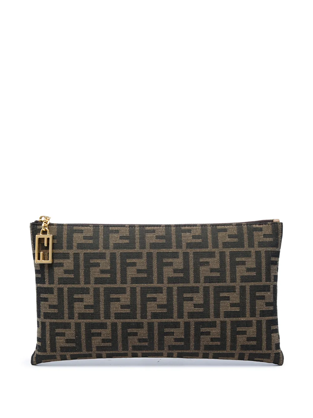 Fendi Pre-Owned 2010-2026 Medium FF Jacquard Flat Baguette Pouch clutch bag - Braun