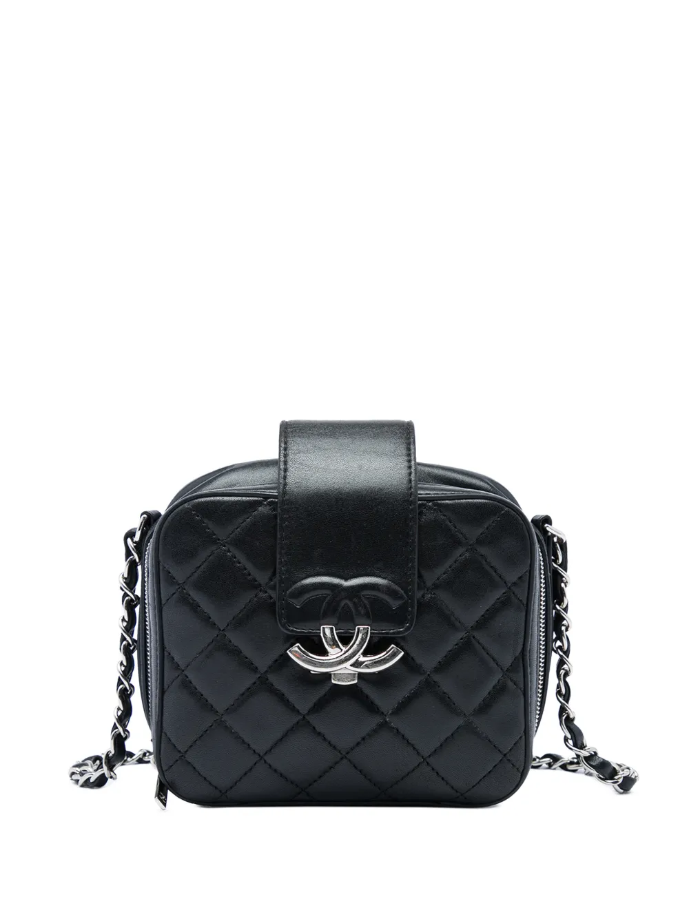 CHANEL Pre-Owned 2017-2018 Mini Quilted Lambskin CC Box Camera Bag crossbody bag - Schwarz