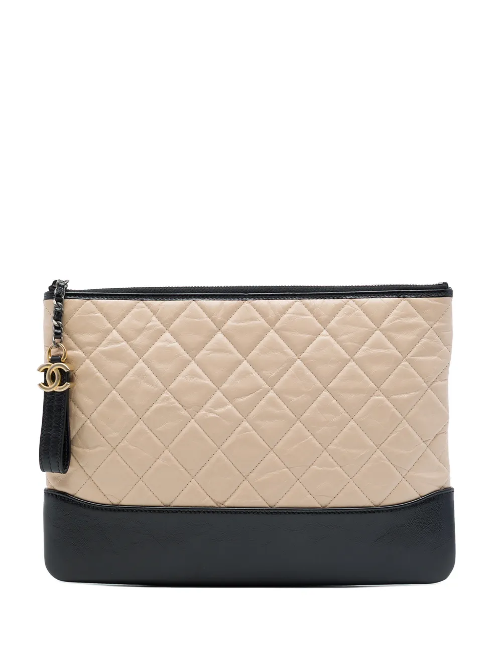 CHANEL Pre-Owned 2017-2018 Medium Bicolor Quilted Aged Calfskin Gabrielle O Case clutch bag - Nude