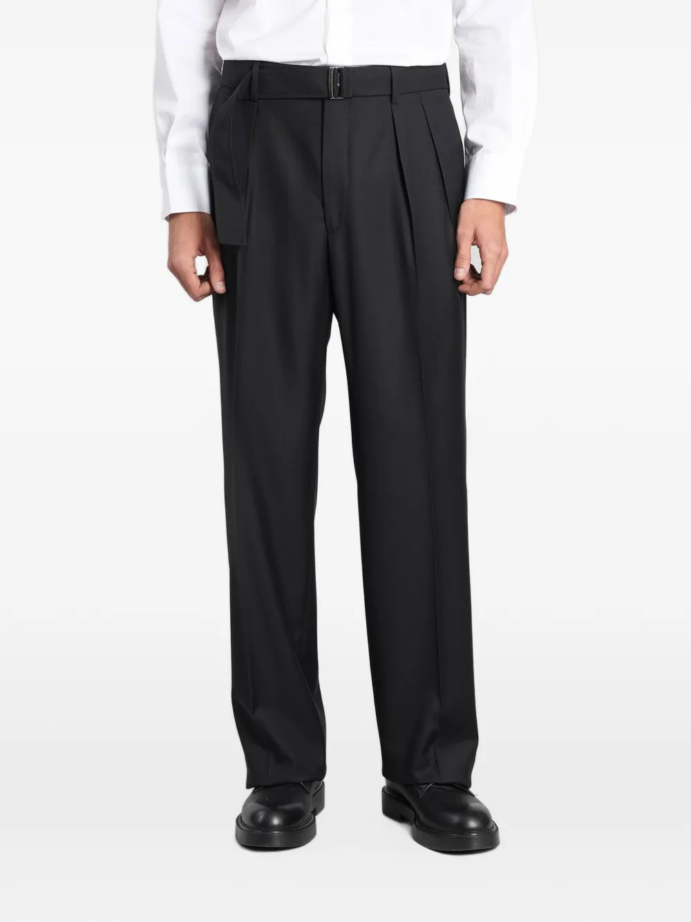 Tagliatore belted pleated trousers Zwart