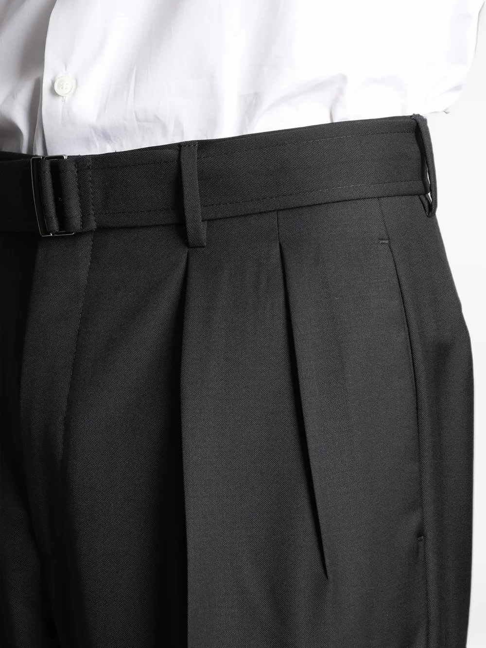 Tagliatore belted pleated trousers Zwart