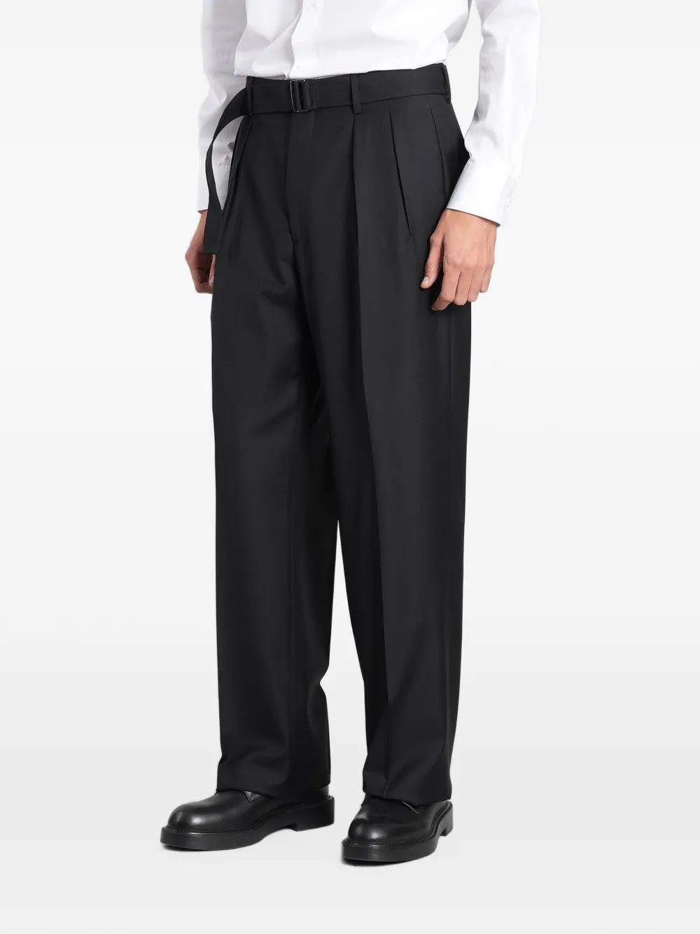 Tagliatore belted pleated trousers Zwart