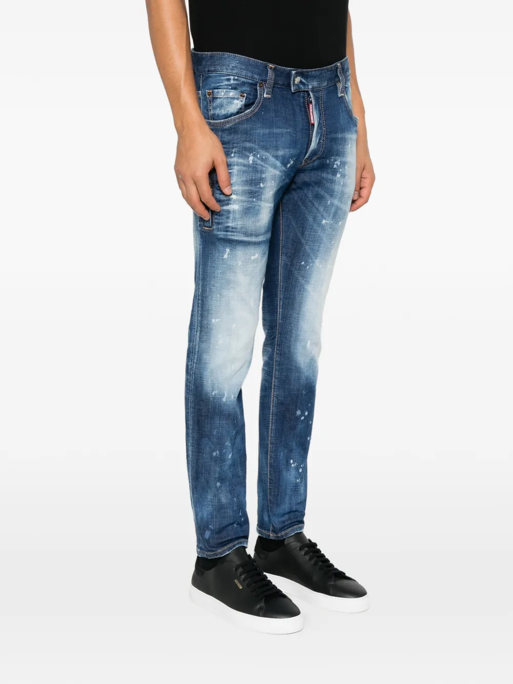 DSQUARED2 paint-splatter whiskered jeans Blauw
