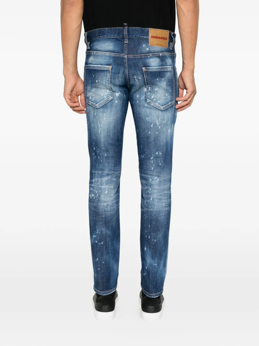 DSQUARED2 paint-splatter whiskered jeans Blauw