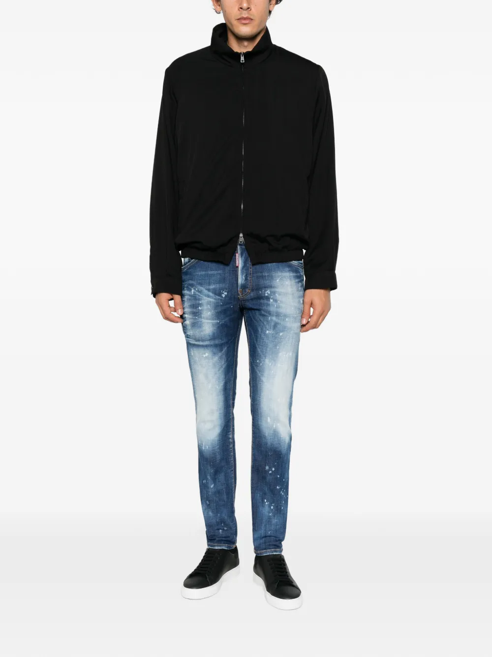 DSQUARED2 paint-splatter whiskered jeans Blauw