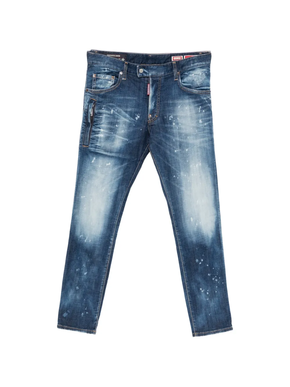 DSQUARED2 paint-splatter whiskered jeans - Blu