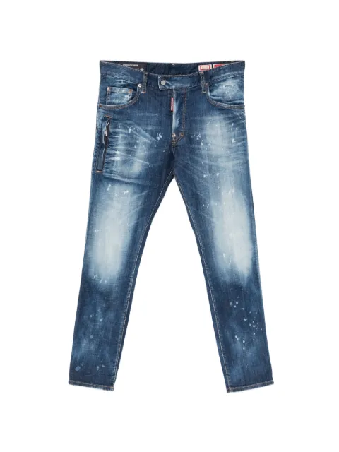 DSQUARED2 paint-splatter whiskered jeans