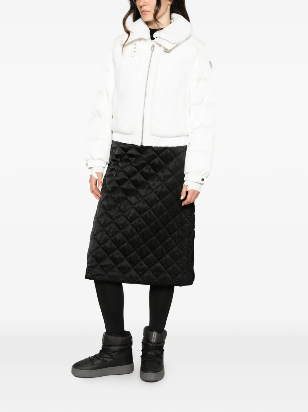 Fusalp Lenagima faux-fur panelled quilted jacket Wit