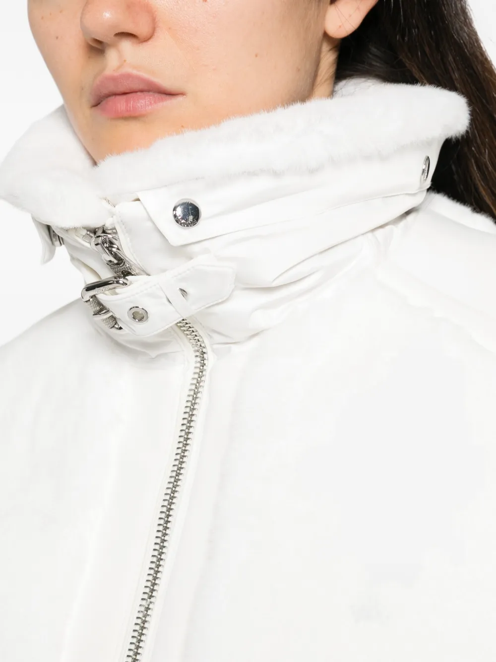 Fusalp Lenagima faux-fur panelled quilted jacket Wit