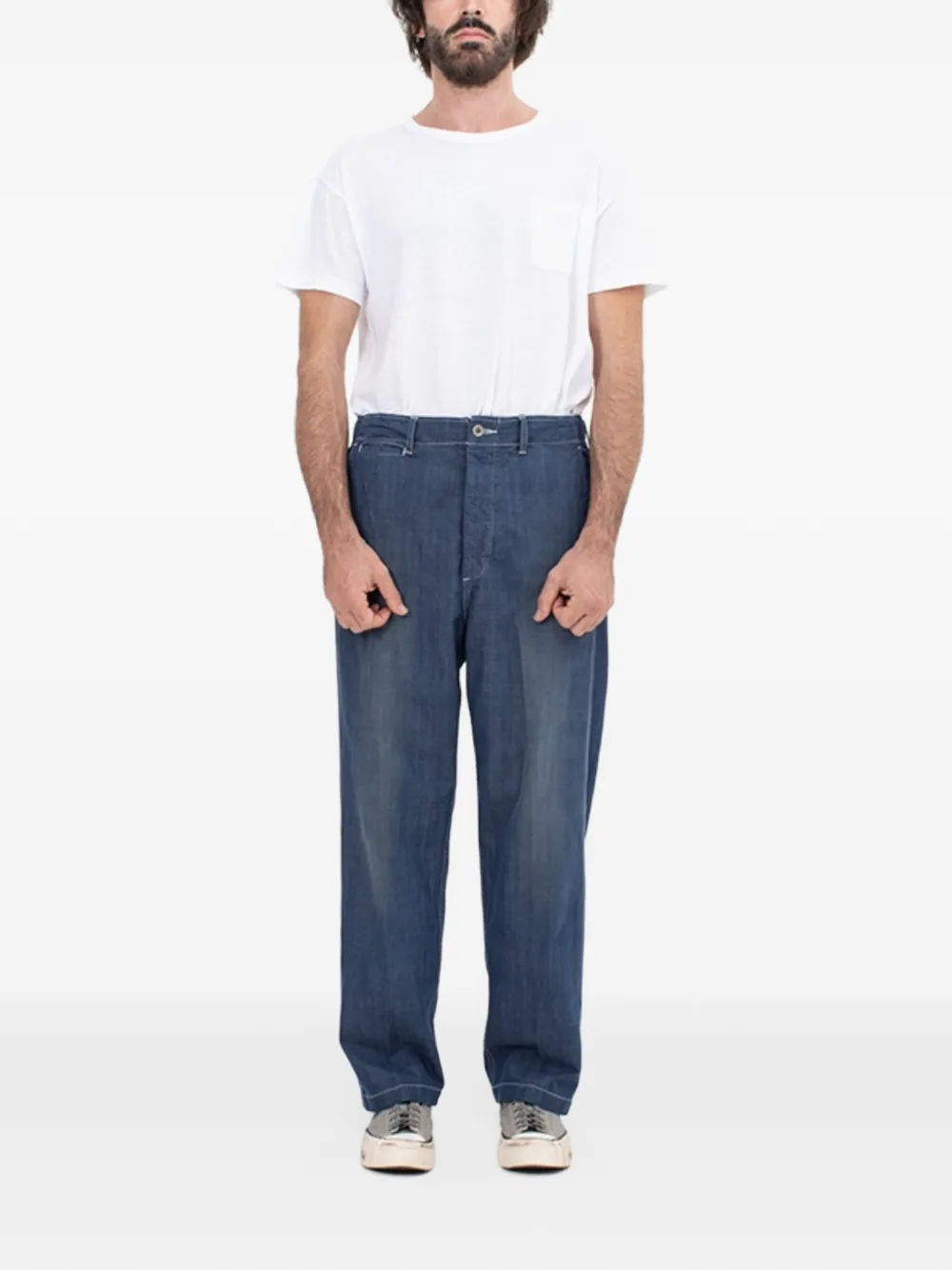 visvim Walker buckle-strap chino trousers Blauw