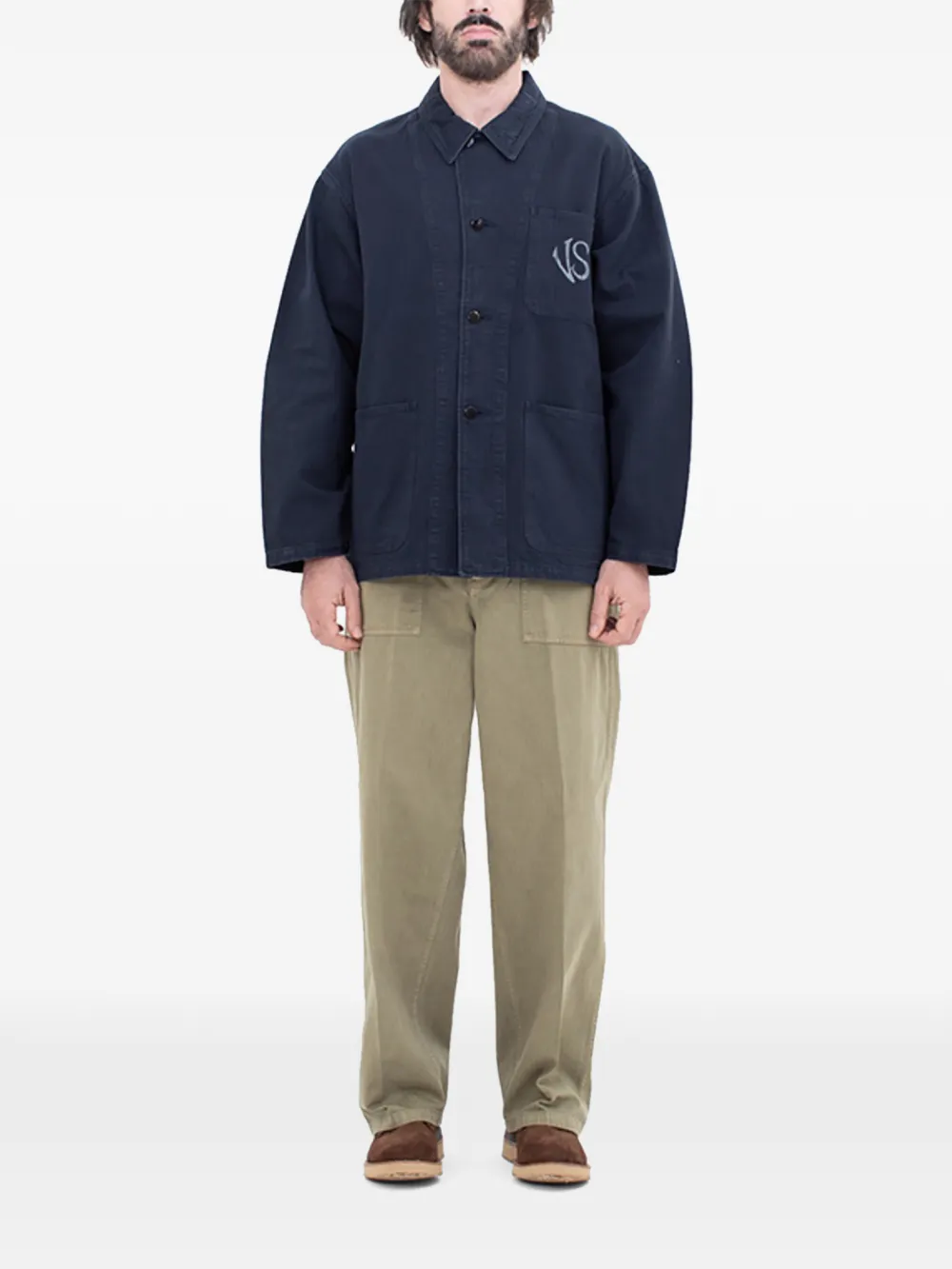 visvim Tiger Man embroidered jacket Blauw
