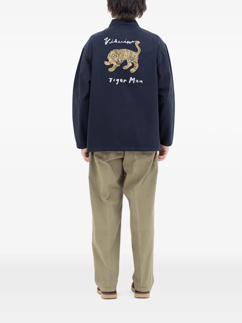 visvim Tiger Man embroidered jacket Blauw