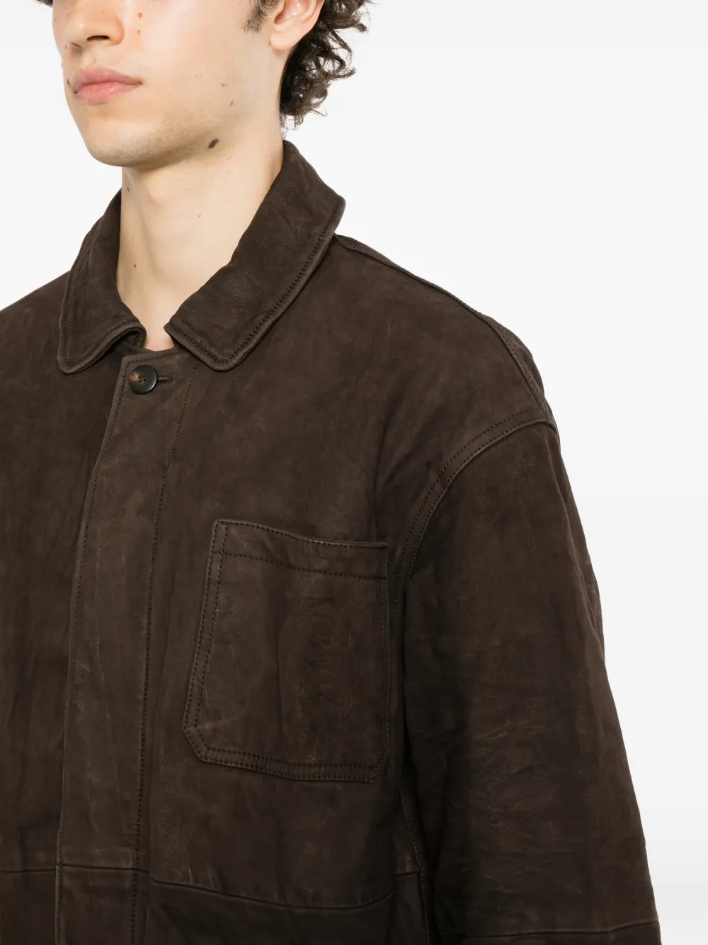 visvim suede-finish leather jacket Bruin
