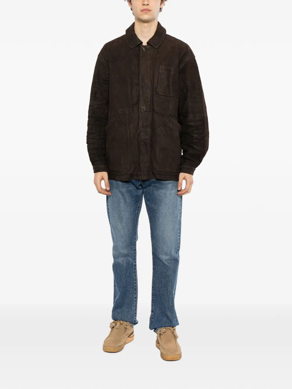 visvim suede-finish leather jacket Bruin