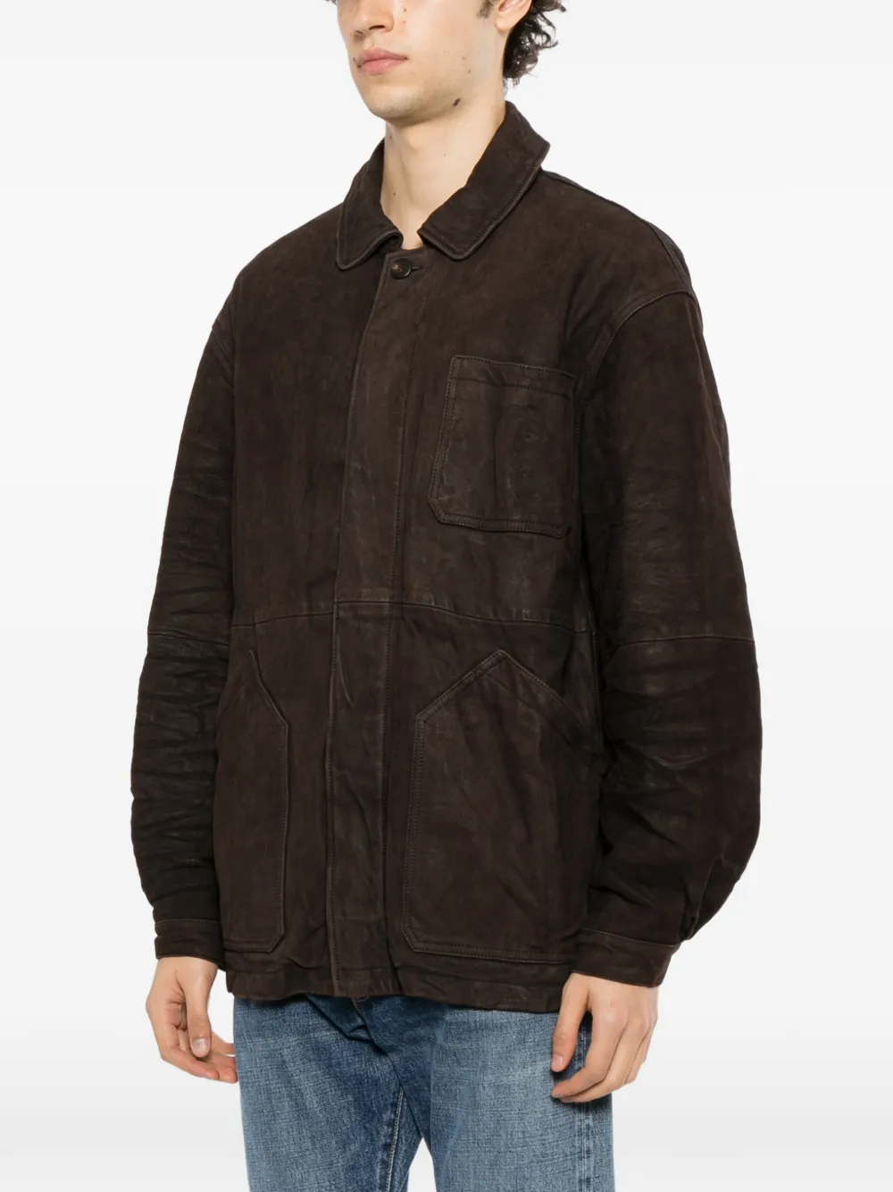 visvim suede-finish leather jacket Bruin