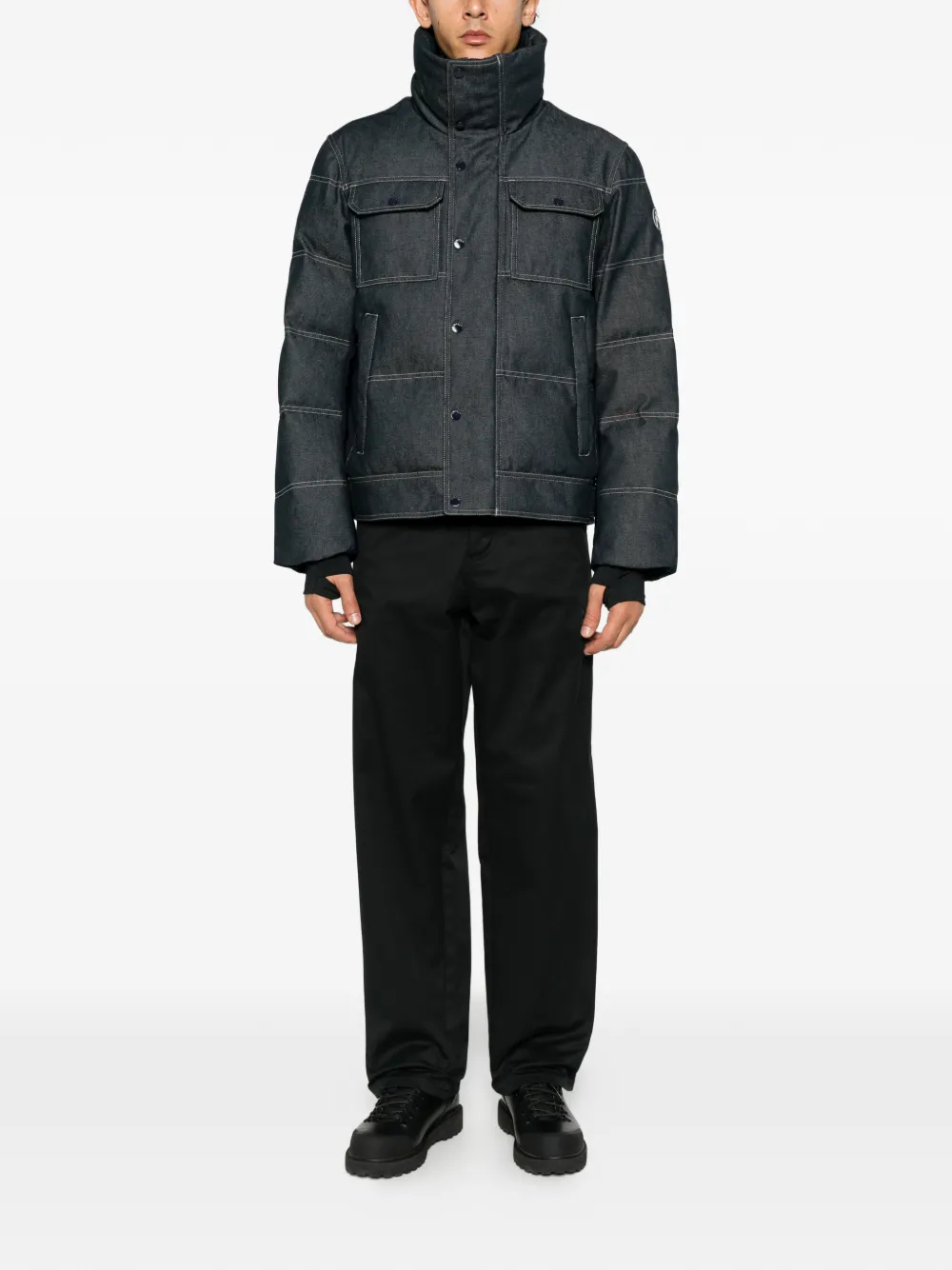 Fusalp Carlo Denim quilted contrast-stitch ski jacket Blauw