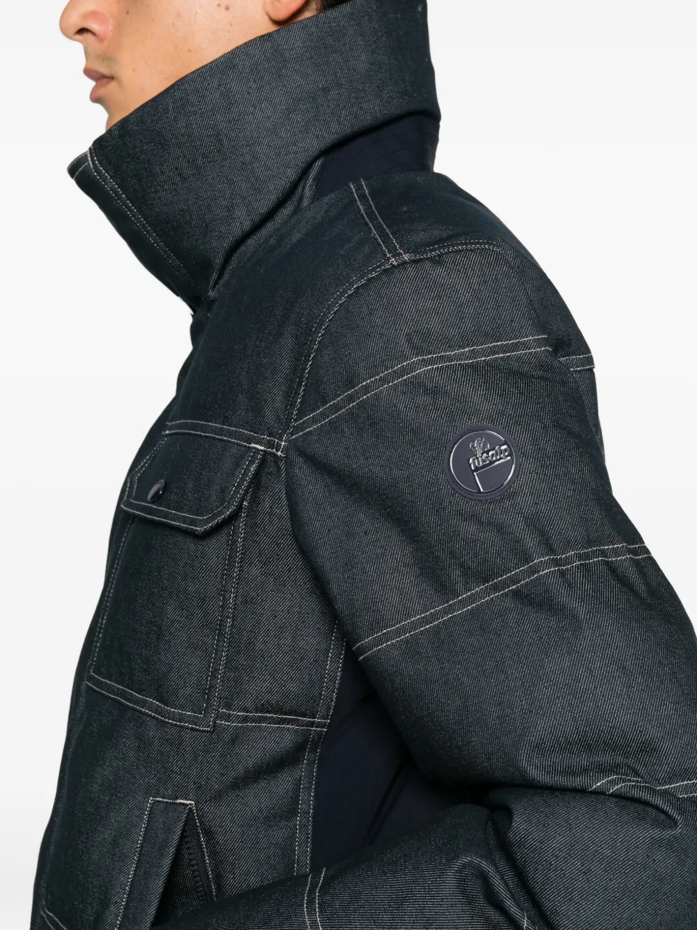 Fusalp Carlo Denim quilted contrast-stitch ski jacket Blauw