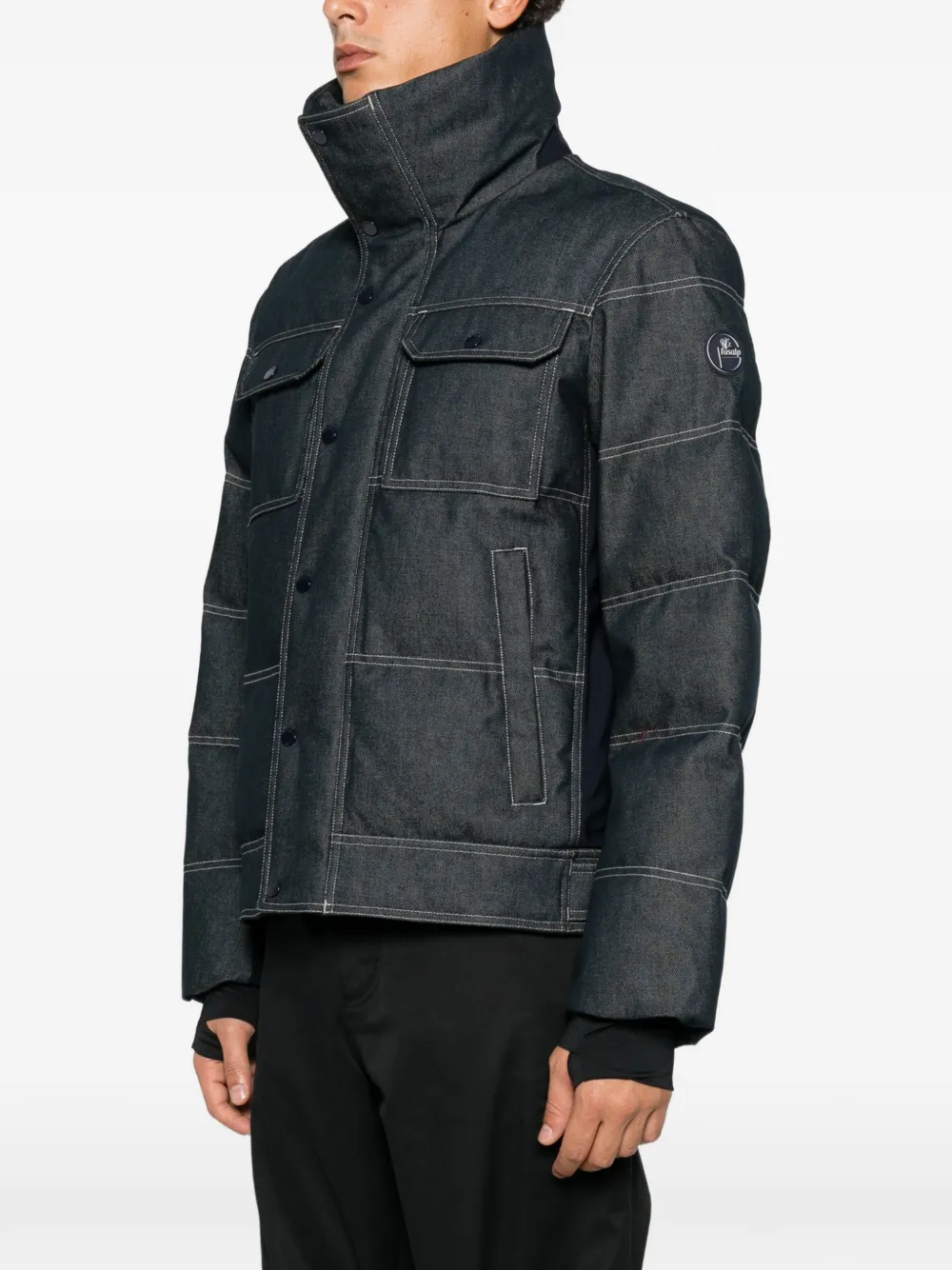 Fusalp Carlo Denim quilted contrast-stitch ski jacket Blauw