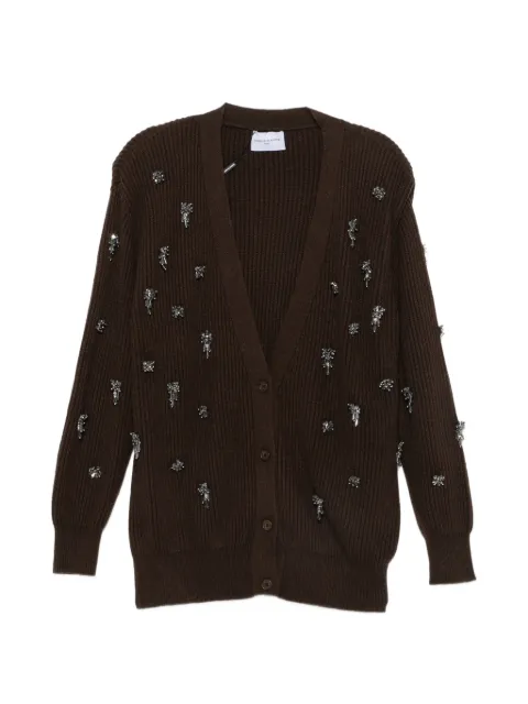 Isabelle Blanche crystal-embellished ribbed-knit cardigan