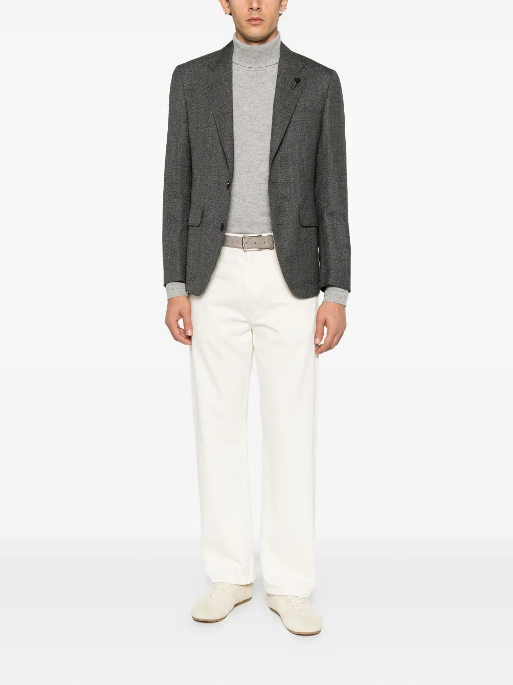 Lardini Wollen blazer met enkele rij knopen Grijs