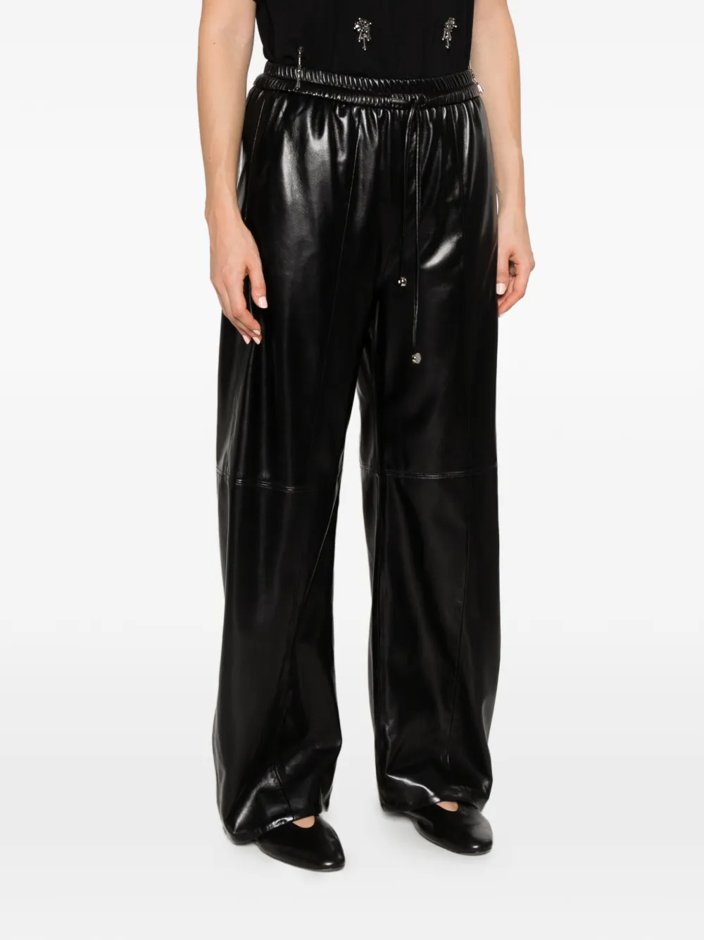 Isabelle Blanche drawstring wide-leg trousers Zwart