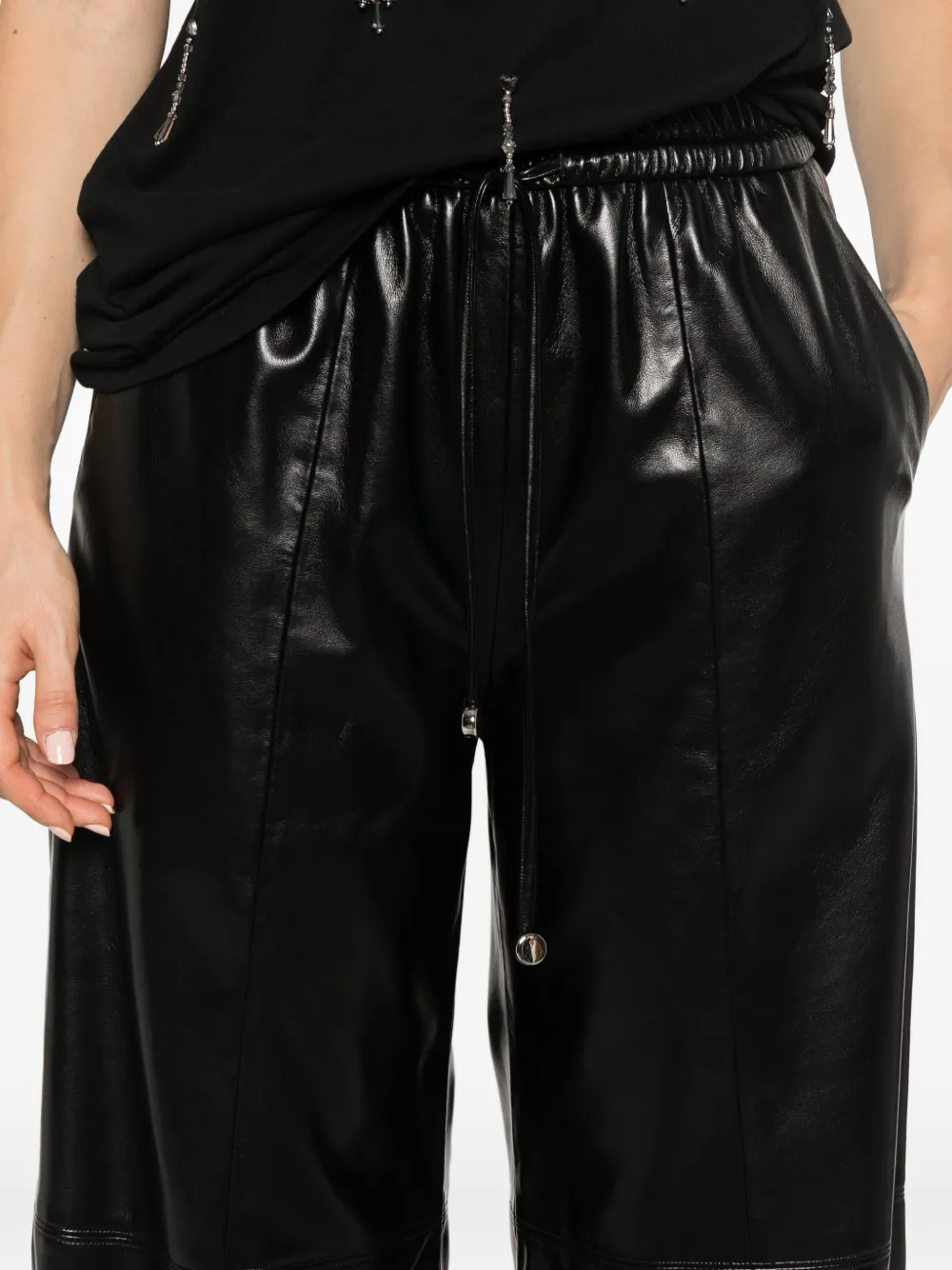 Isabelle Blanche drawstring wide-leg trousers Zwart