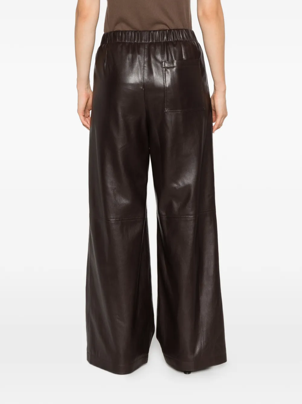 Isabelle Blanche logo-patch wide-leg trousers Bruin
