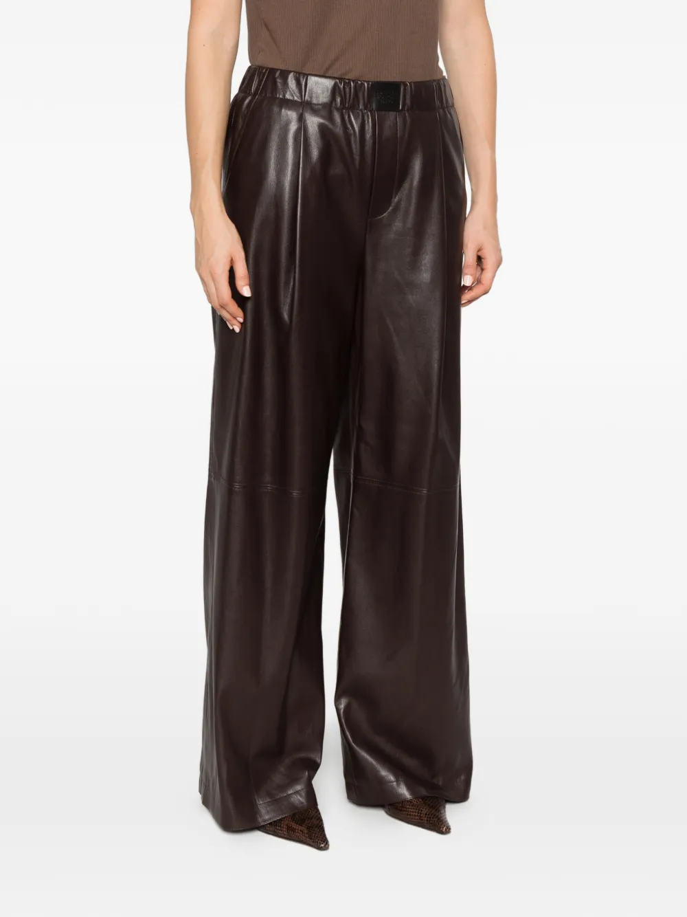 Isabelle Blanche logo-patch wide-leg trousers Bruin