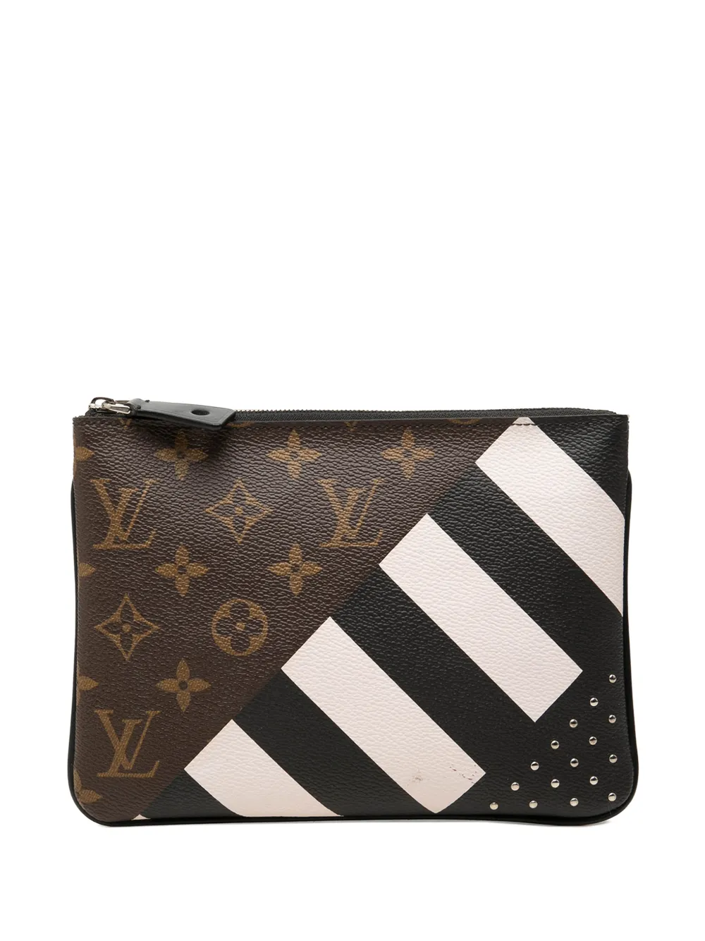 Louis Vuitton Pre-Owned 2016 Monogram Stripes Pochette Plate PM clutch bag - Braun