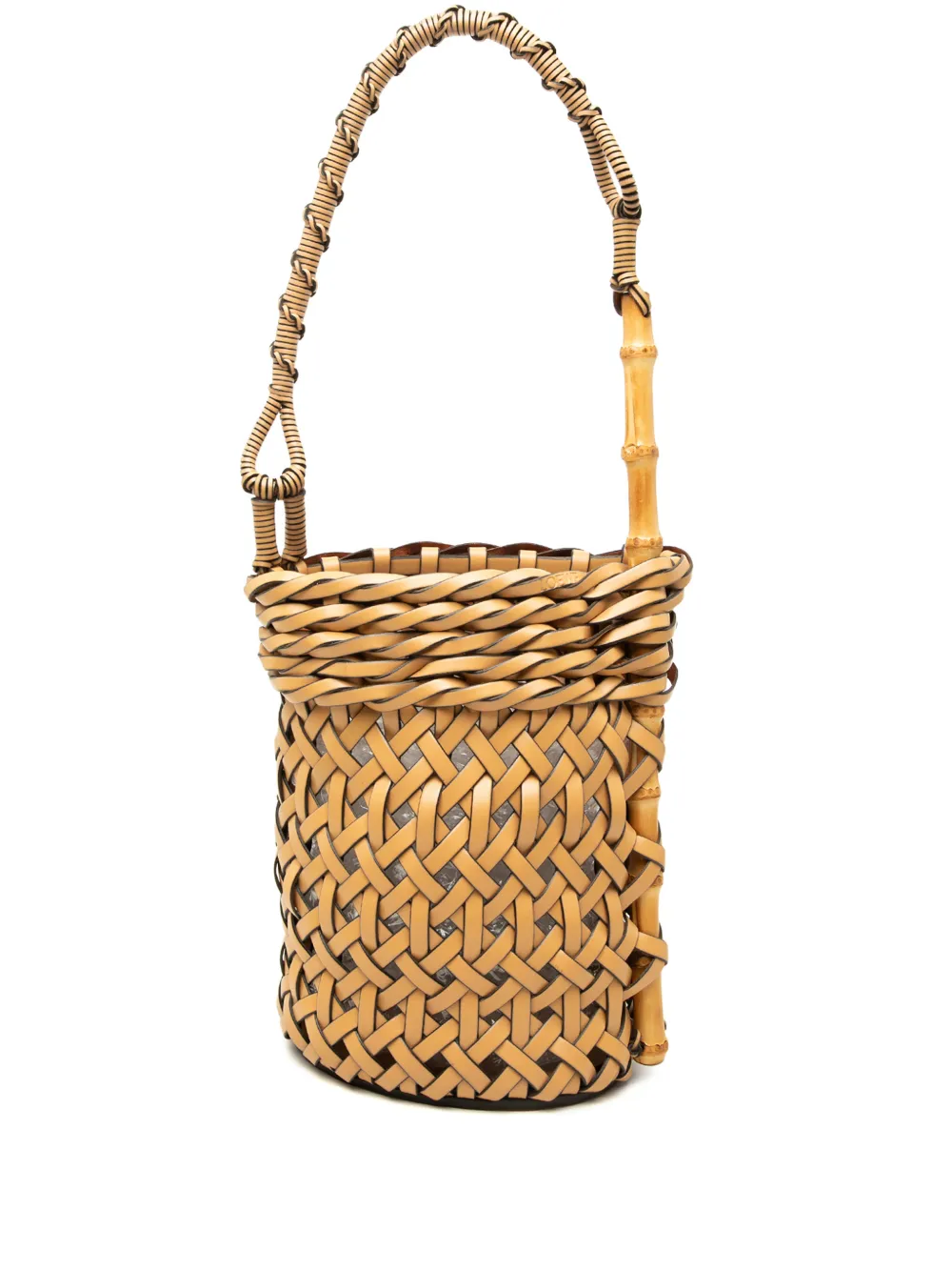 Loewe Pre-Owned 2019 Woven Leather and Bamboo Pin bucket bag - Nude