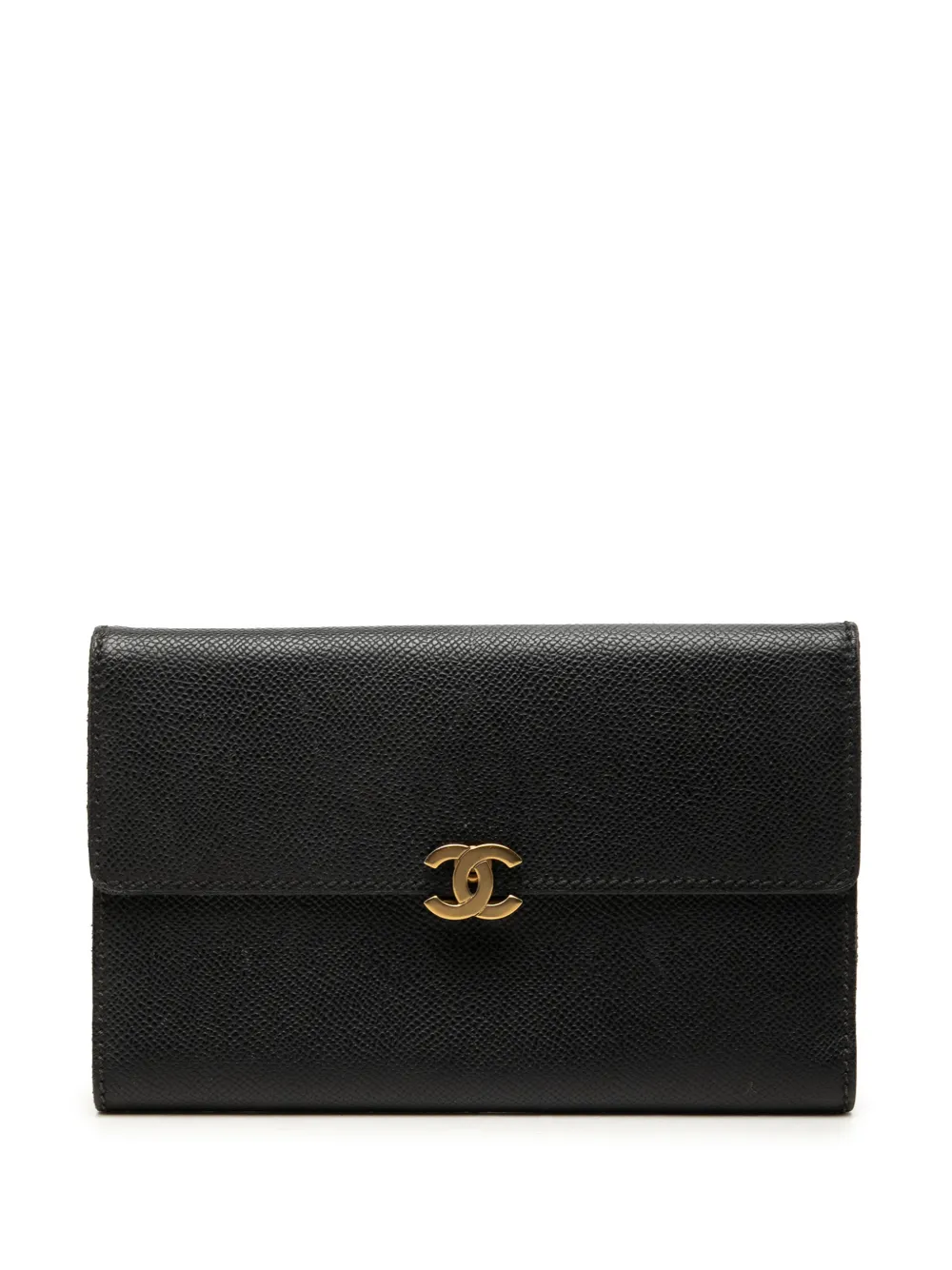 CHANEL Pre-Owned 1997-1999 CC Calfskin Flap Wallet long wallets - Black